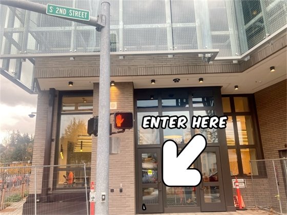 Enter on the NW side (accross from Red Apple)