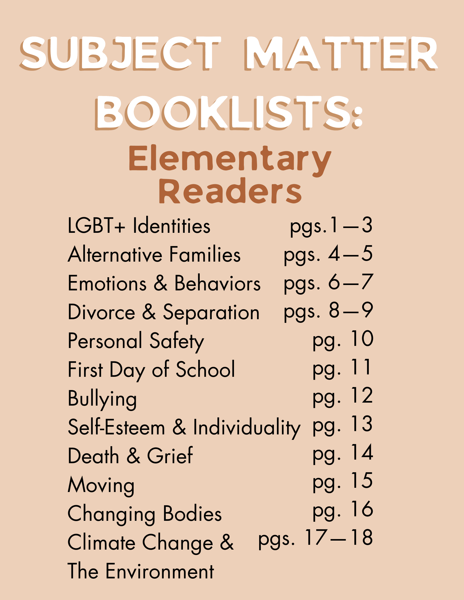 Elementary Subject Matter Booklists Opens in new window